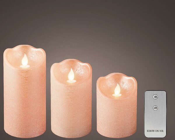 Led kaarsen licht roze wax vlam verlichting 3 stuks