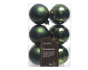 12 onbreekbare kerstballen dennen groen 6 cm
