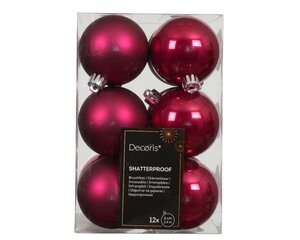 12 onbreekbare kerstballen festive pink 6 cm