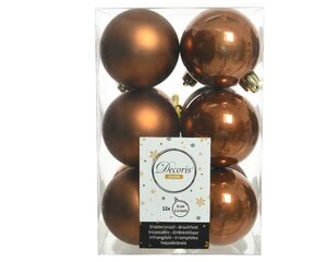 12 onbreekbare kerstballen kaneel 6 cm