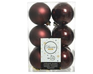 12 onbreekbare kerstballen mahonie 6 cm