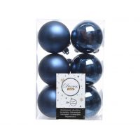12 onbreekbare kerstballen nachtblauw 6 cm