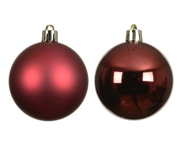 12 onbreekbare kerstballen ossenbloed 6 cm - afbeelding 2