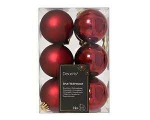 12 onbreekbare kerstballen ossenbloed 6 cm