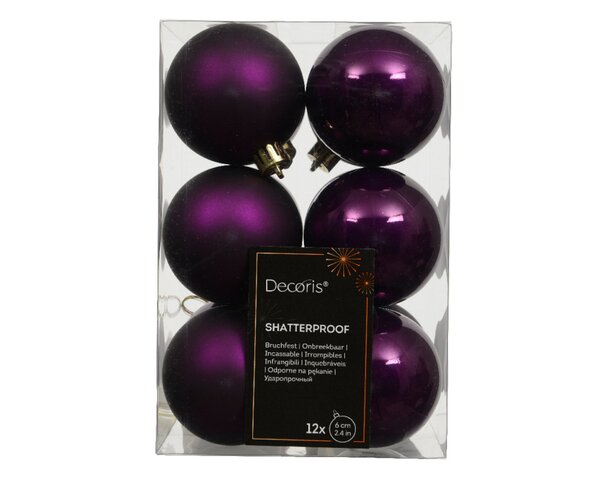 12 onbreekbare kerstballen vijg 6 cm