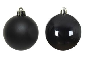 12 onbreekbare kerstballen zwart 6 cm - afbeelding 2