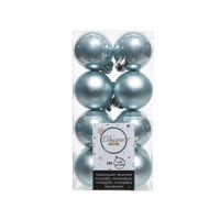 16 onbreekbare kerstballen blauw mist 4 cm