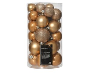 30 onbreekbare kerstballen mixkoker karamel bruin