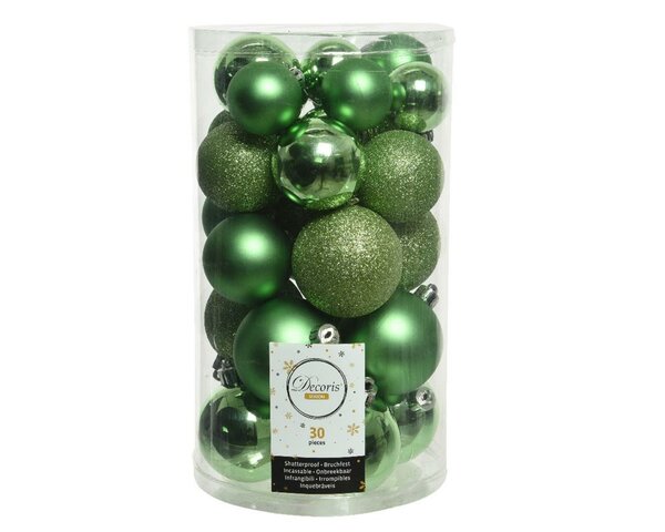 30 onbreekbare kerstballen mixkoker mistletoe groen