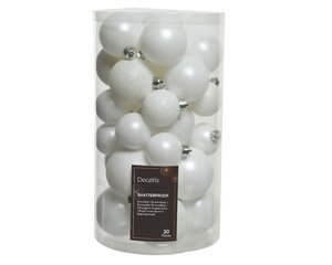 30 onbreekbare kerstballen mixkoker winterwit