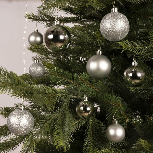 30 onbreekbare kerstballen mixkoker zilver - afbeelding 3