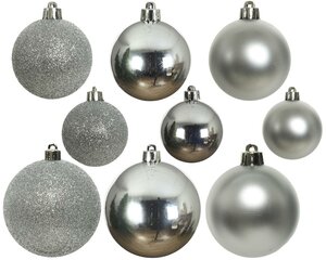 30 onbreekbare kerstballen mixkoker zilver - afbeelding 2