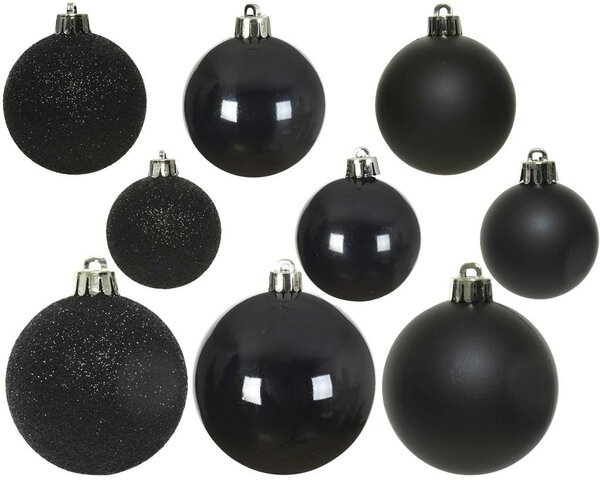 30 onbreekbare kerstballen mixkoker zwart - afbeelding 2