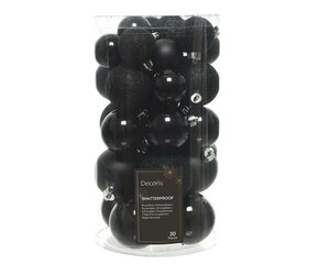 30 onbreekbare kerstballen mixkoker zwart