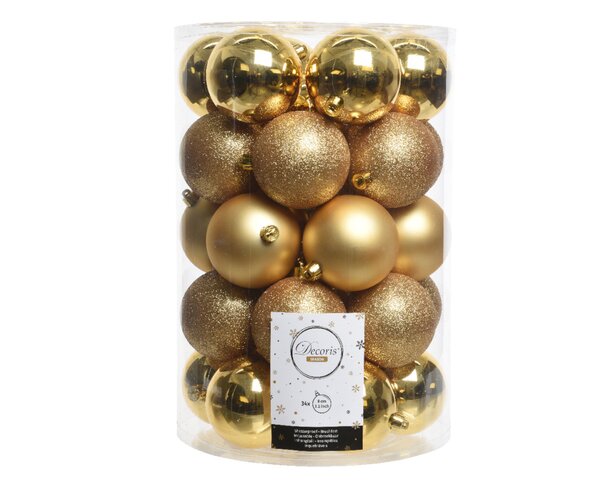 34 onbreekbare kerstballen mixkoker licht goud