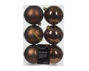 6 onbreekbare kerstballen espresso 8 cm - afbeelding 1