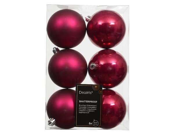 6 onbreekbare kerstballen festive pink 8 cm