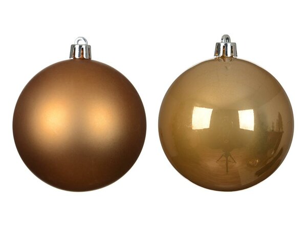 6 onbreekbare kerstballen karamel bruin 8 cm - afbeelding 2