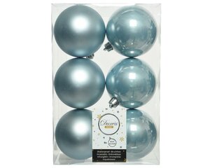 6 onbreekbare kerstballen mistig blauw 8 cm