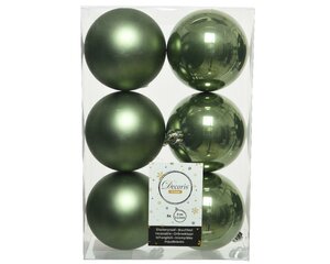 6 onbreekbare kerstballen mosgroen 8 cm