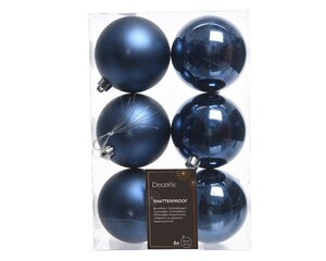 6 onbreekbare kerstballen nachtblauw 8 cm