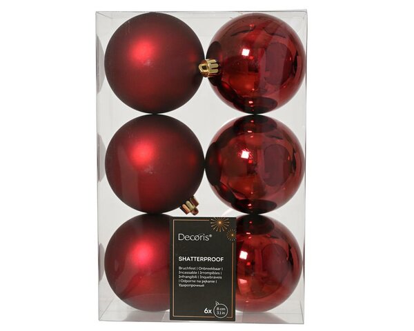 6 onbreekbare kerstballen ossenbloed 8 cm - afbeelding 1