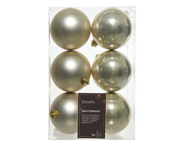 6 onbreekbare kerstballen parel 8 cm