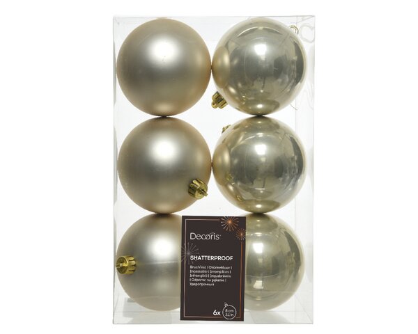 6 onbreekbare kerstballen parel 8 cm