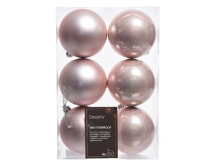 6 onbreekbare kerstballen poeder roze 8 cm