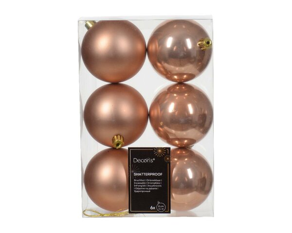 6 onbreekbare kerstballen sparkling rose 8 cm