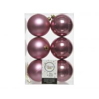 6 onbreekbare kerstballen velours roze 8 cm