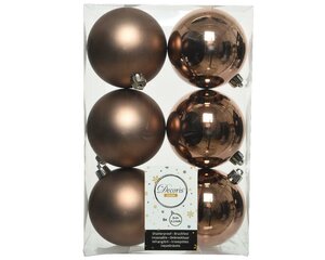 6 onbreekbare kerstballen walnoot 8 cm