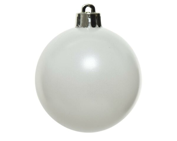 6 onbreekbare kerstballen winterwit 8 cm - afbeelding 2