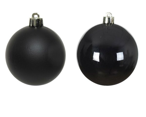 6 onbreekbare kerstballen zwart 8 cm - afbeelding 2