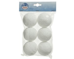 6 sneeuwballen met hanger 6 cm wit