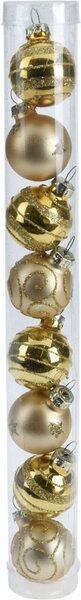 8 glazen kerstballen deco goud 3 cm