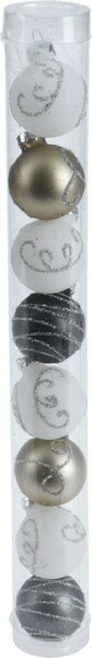 8 glazen kerstballen deco pebble 3 cm