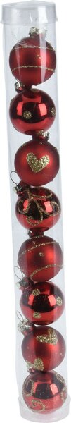 8 glazen kerstballen deco rood 3 cm