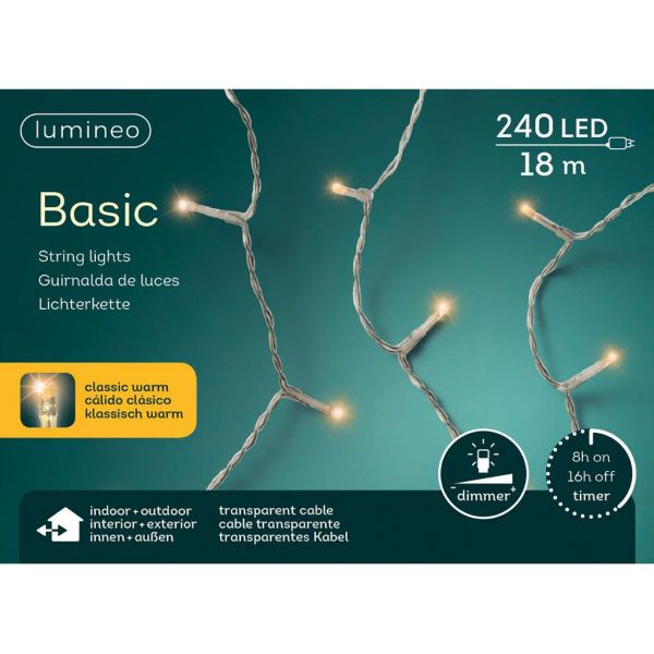 Basic LED rice lights transparant 240 klassiek warm - afbeelding 2