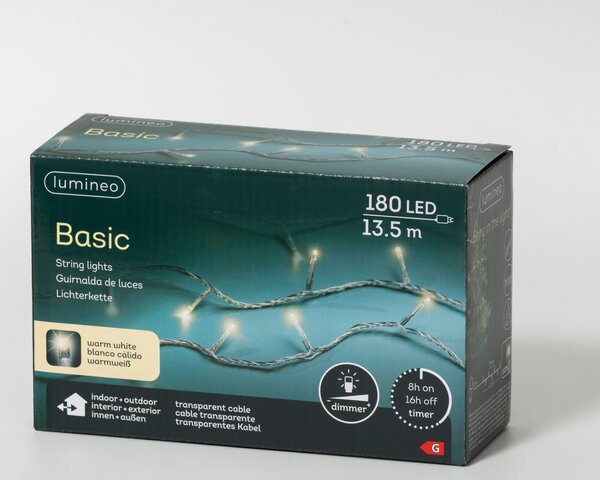 Basic rice lights LED transparant 180 warm wit - afbeelding 2