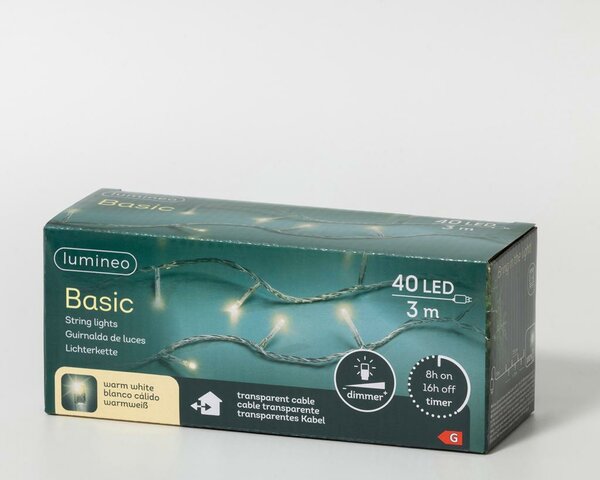 Basic rice lights LED transparant 40 warm wit - afbeelding 2