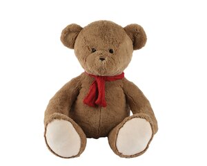 Beer pluche 25 cm bruin met rode sjaal