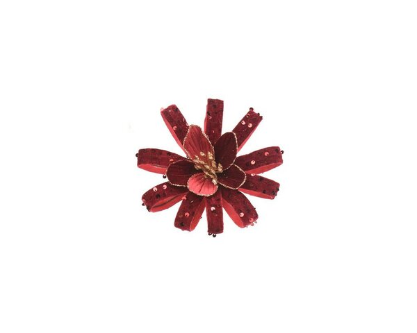 Bloem op clip 18 cm rood