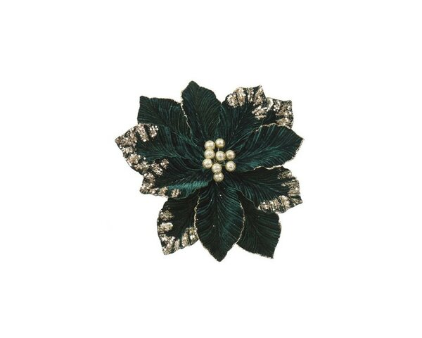 Bloem op clip fluweel 35 cm groen