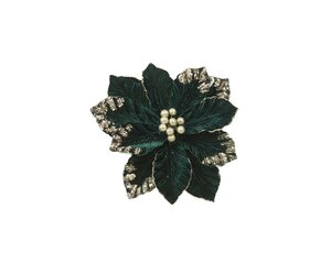 Bloem op clip fluweel 35 cm groen