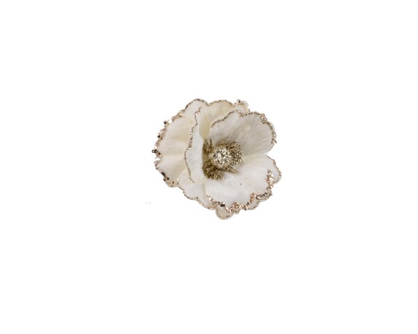 Bloem polyester fluweel 14 cm parel