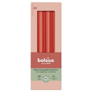 Bolsius dinerkaars 8 stuks delicate red 23 cm
