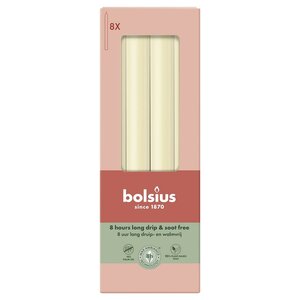 Bolsius dinerkaars 8 stuks soft pearl 23 cm