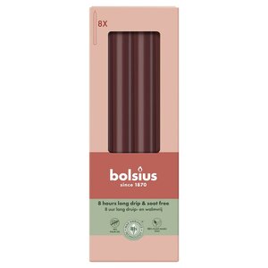 Bolsius dinerkaars 8 stuks velvet red 23 cm
