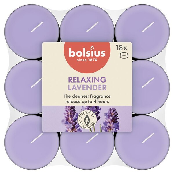 Bolsius geurtheelicht true scents lavender 18 stuks